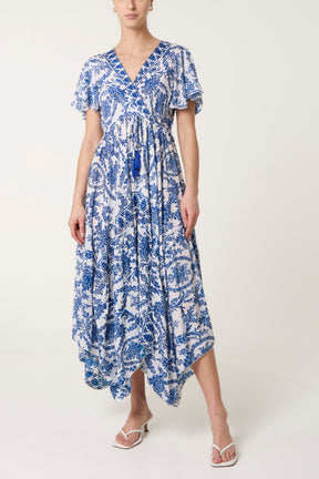 Asymmetric Hem Ornated Midi Dress