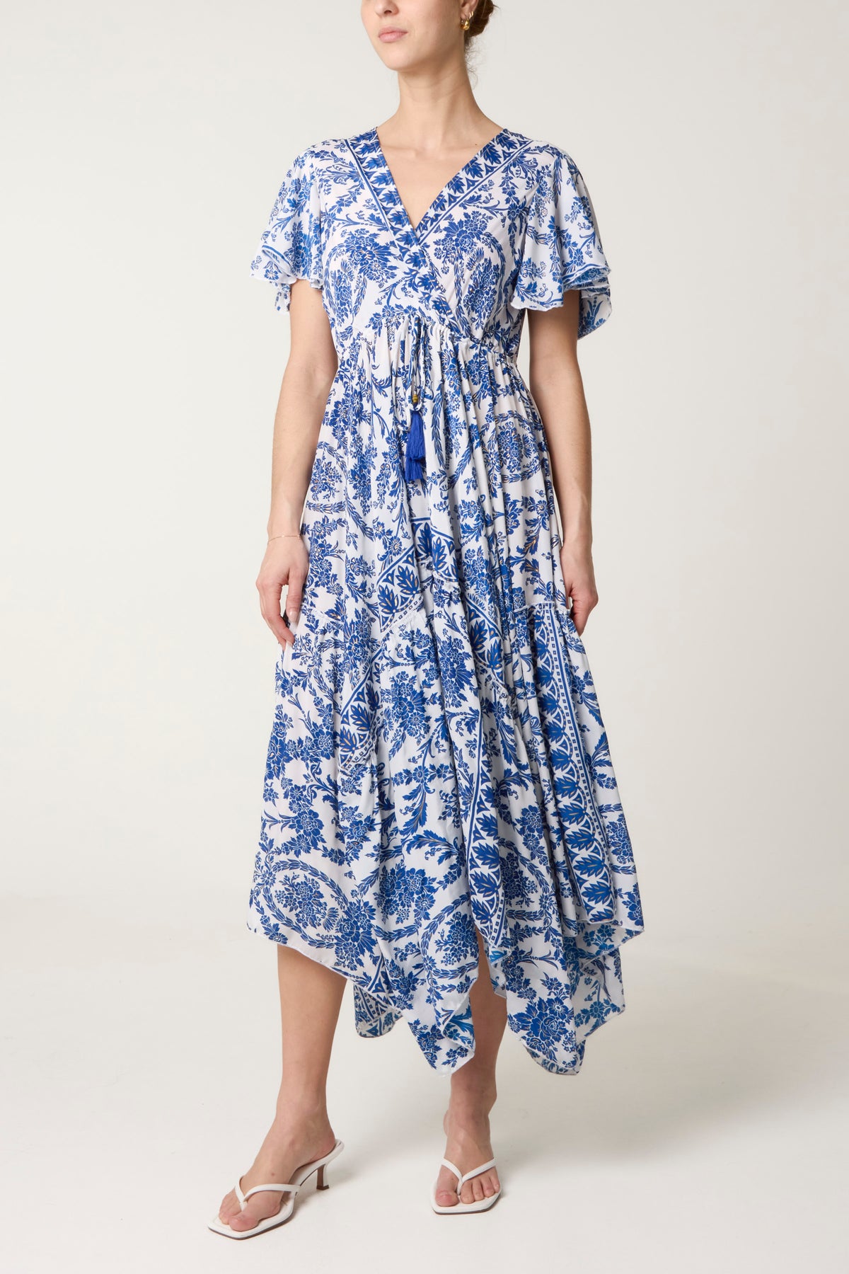 Asymmetric Hem Ornated Midi Dress