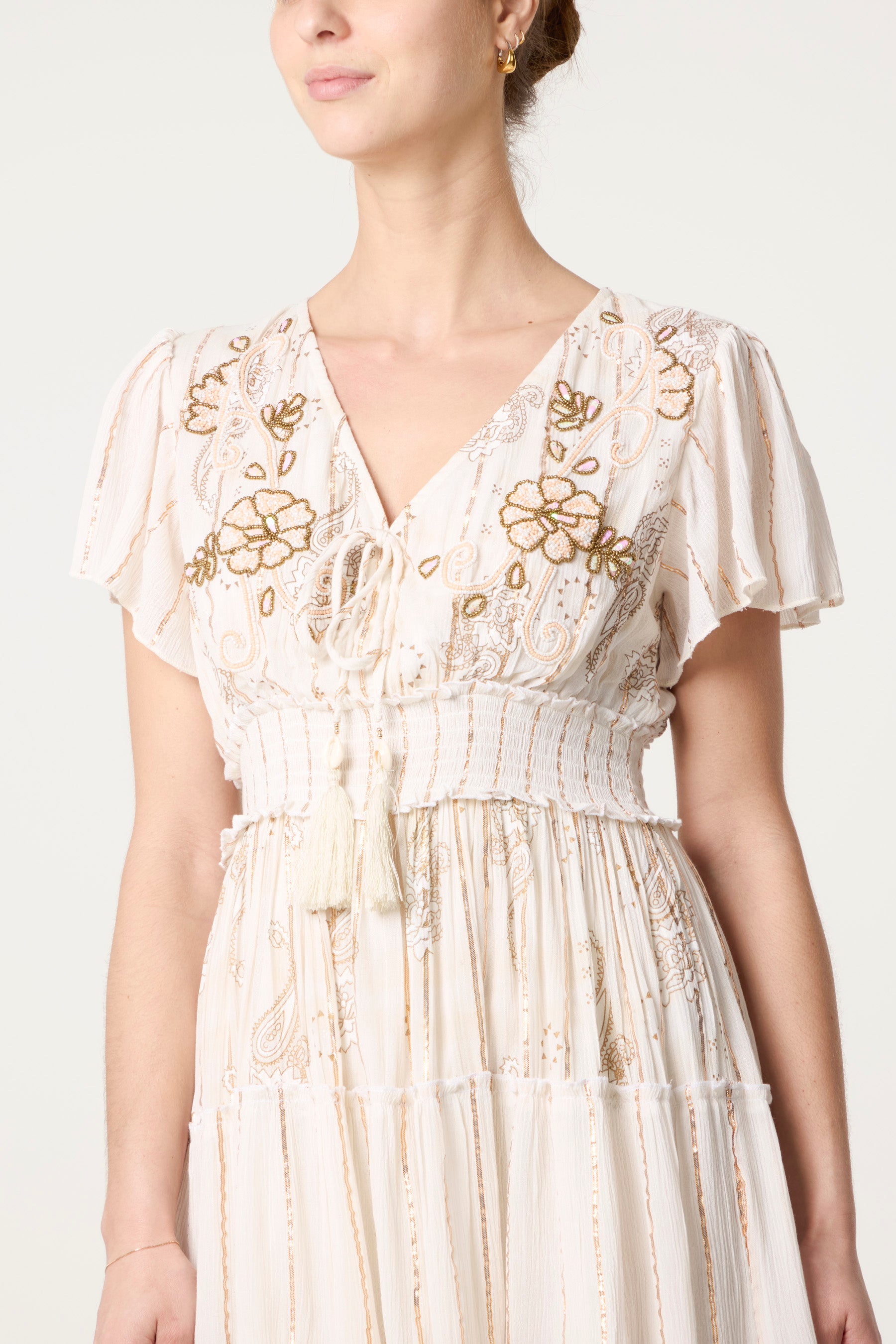 Embellished Tiered Mini Dress