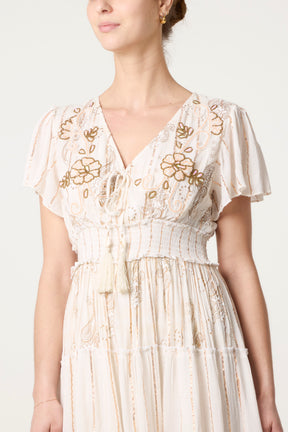 Embellished Tiered Mini Dress