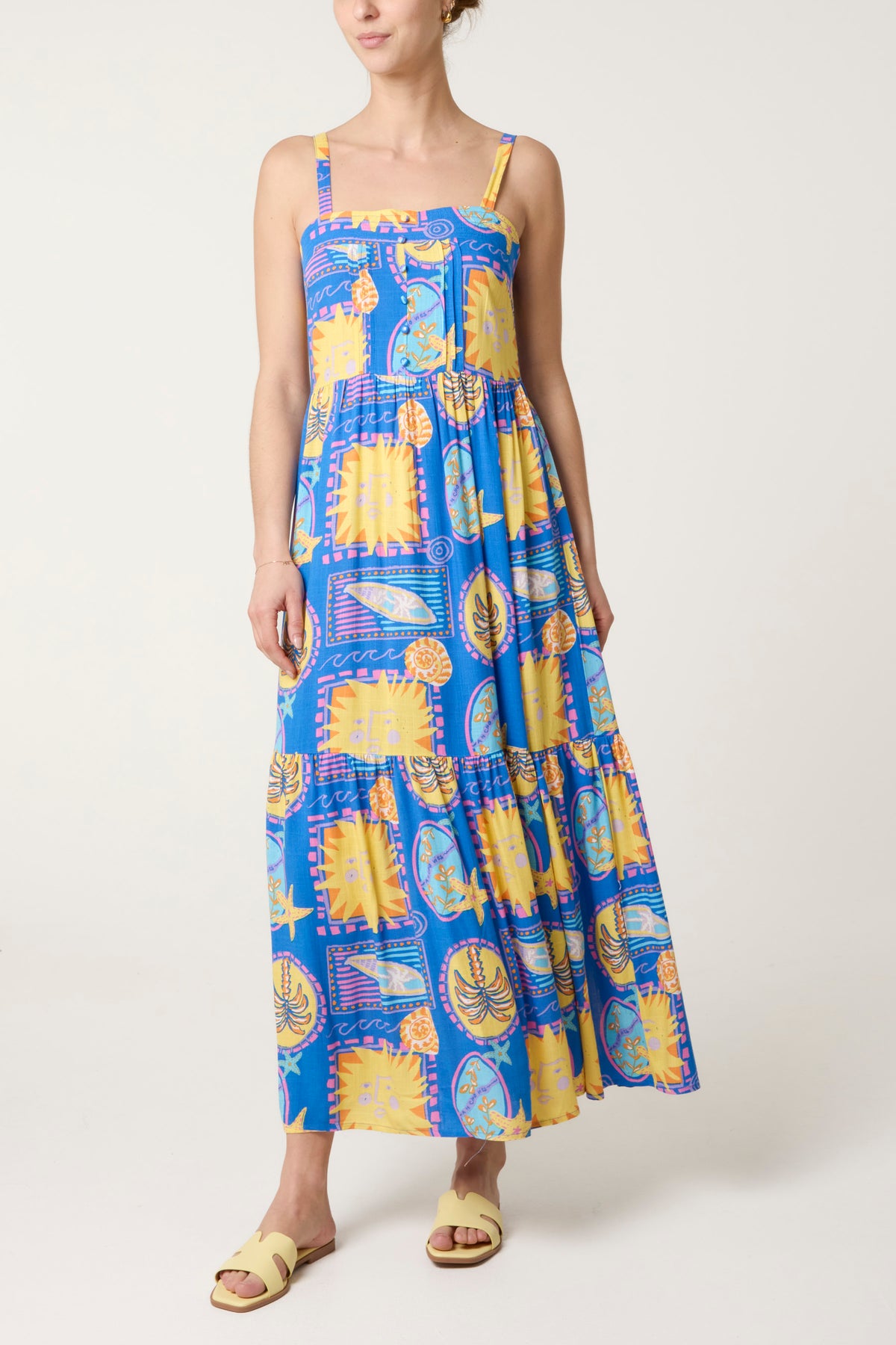 Summer Postal Card Inspired Strappy Dress