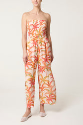 Side Split Palm Tree Bandeau Jumpsuit