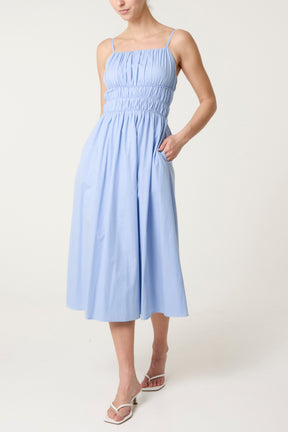 Ruched Strappy Midi Dress