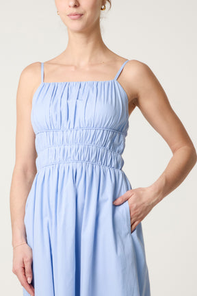 Ruched Strappy Midi Dress