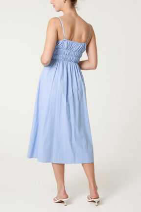 Ruched Strappy Midi Dress