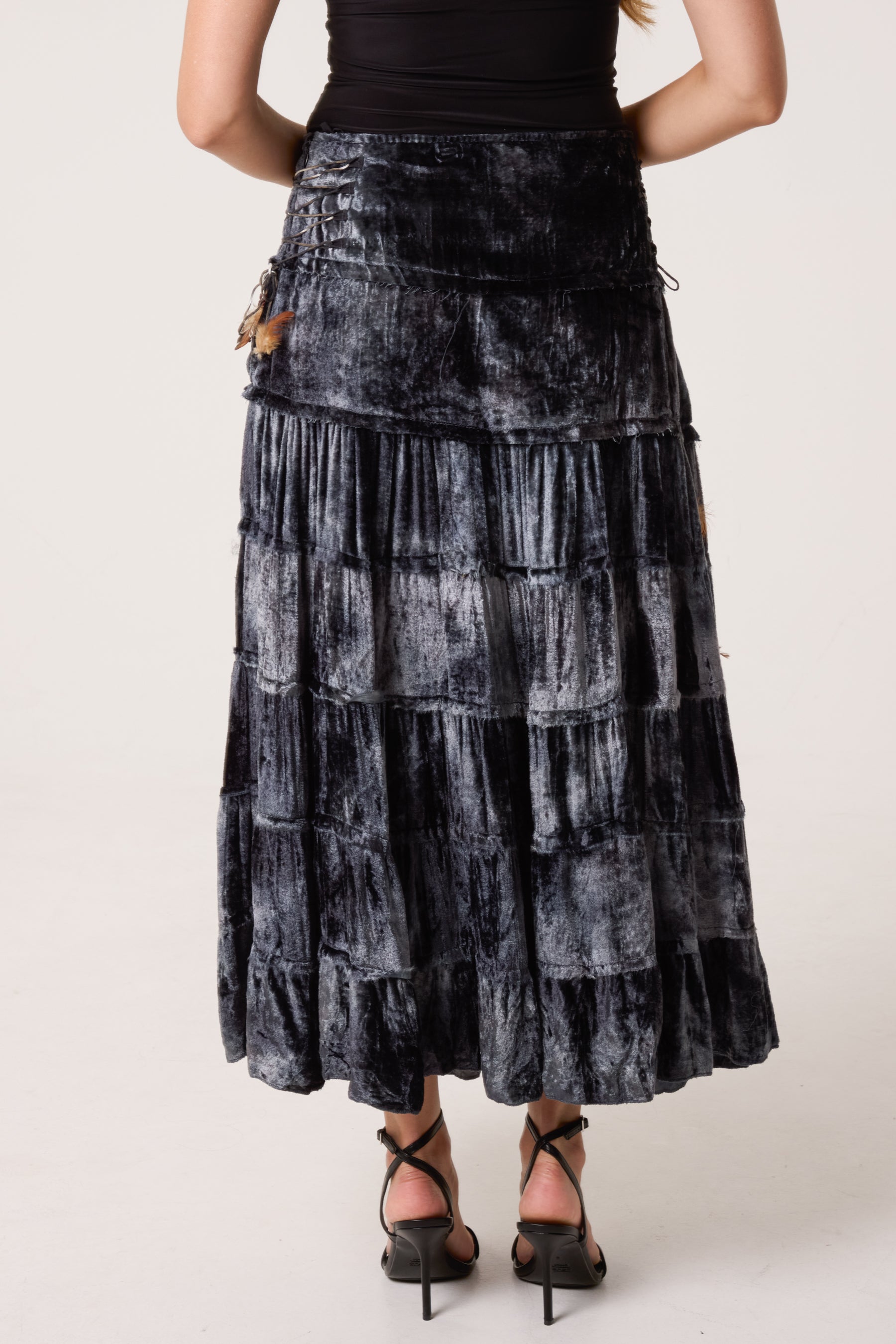 Velvet-Feel Tired Boho Skirt