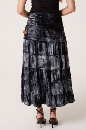 Velvet-Feel Tired Boho Skirt