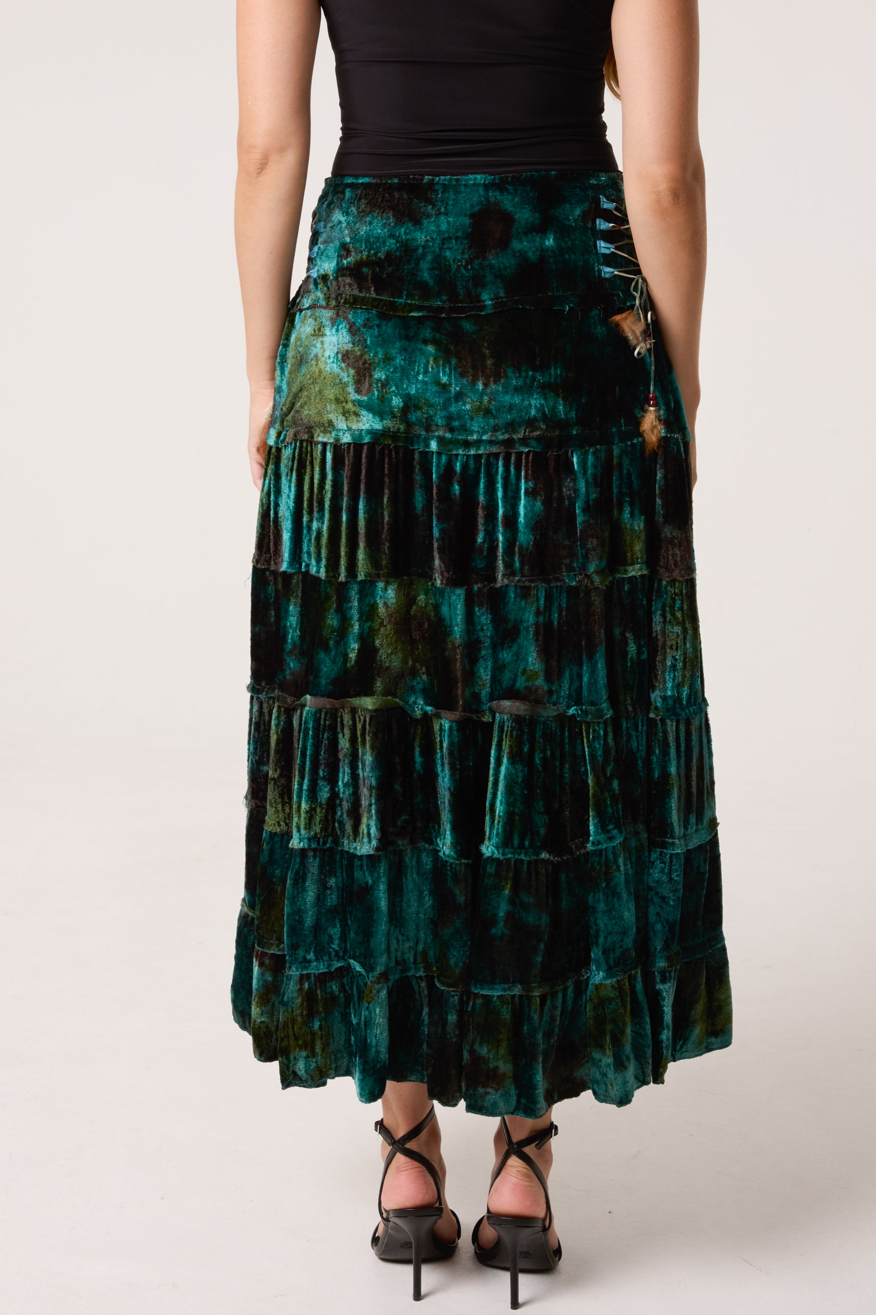 Velvet-Feel Tired Boho Skirt