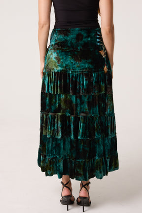 Velvet-Feel Tired Boho Skirt