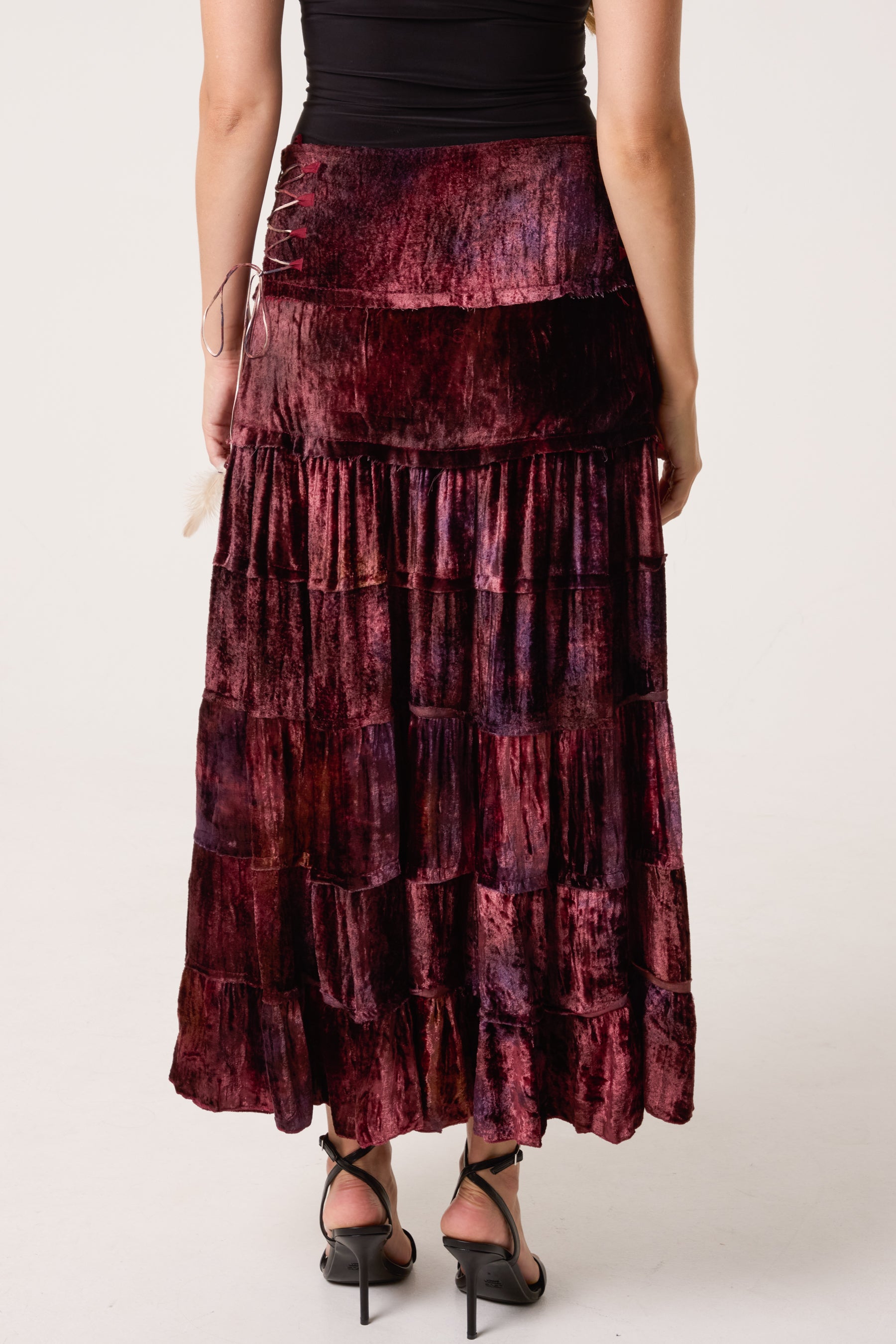 Velvet-Feel Tired Boho Skirt