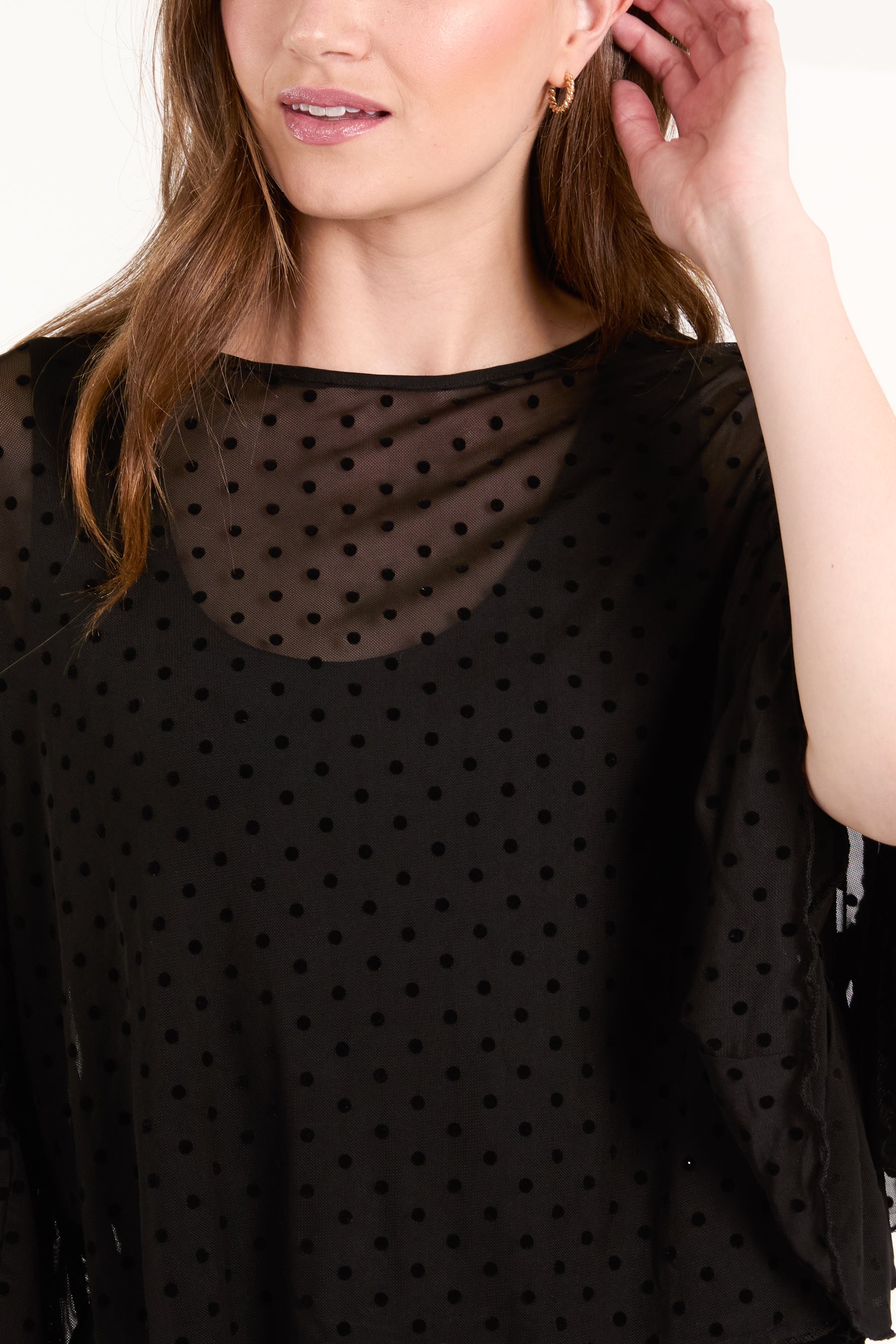 Polka Dot Mesh Top