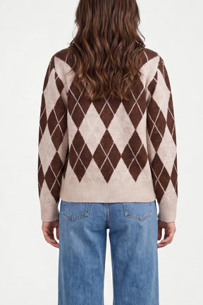 Argyle Button Through Knit Cardigan