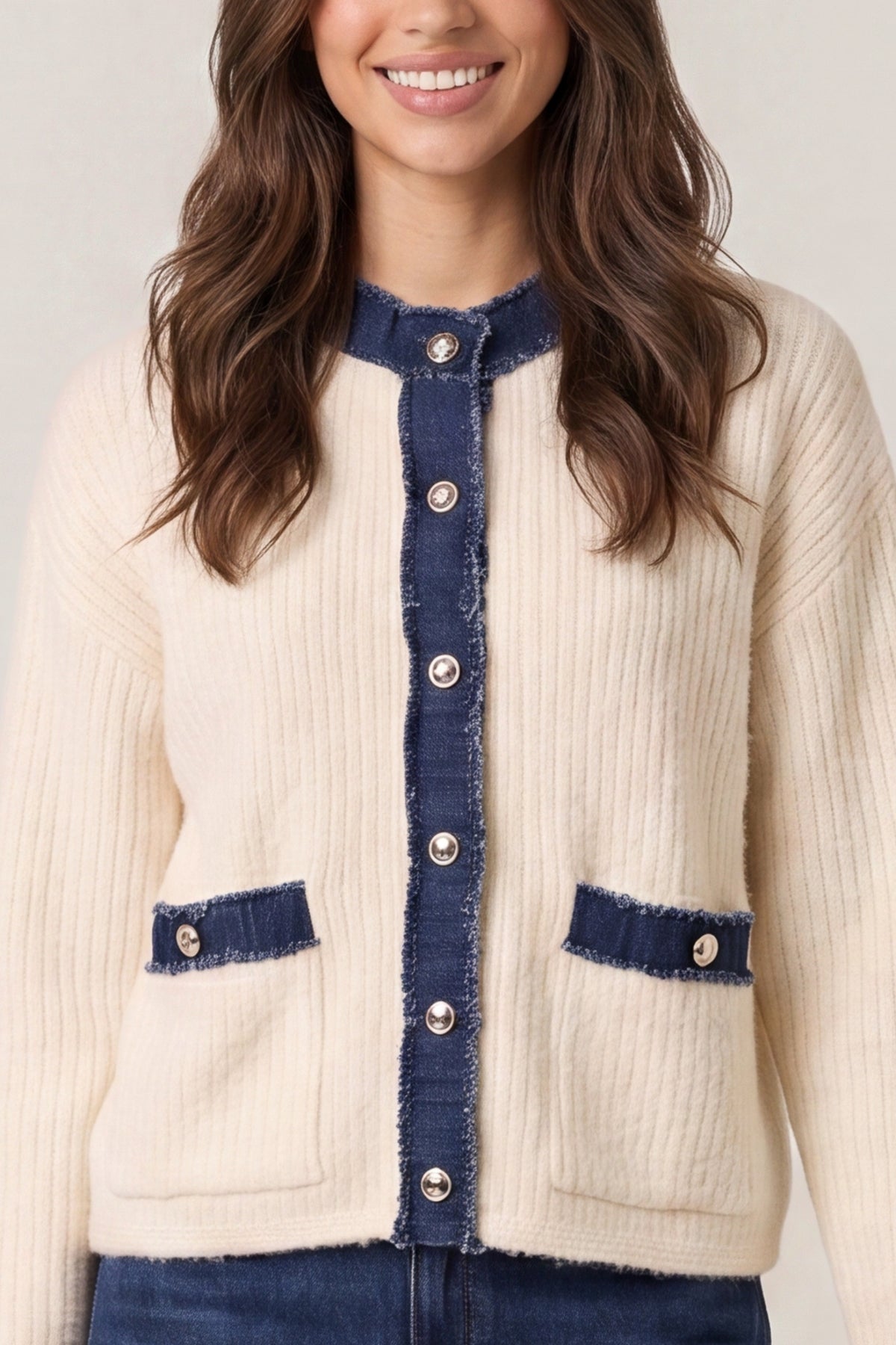 Denim Mix Cardigan