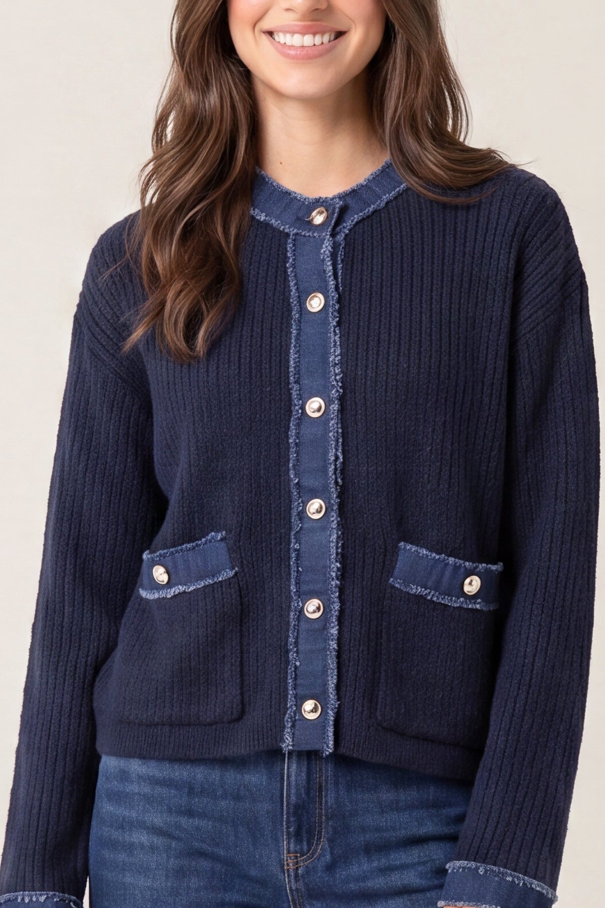 Denim Mix Cardigan