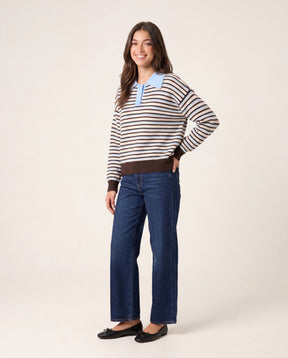 Stripe Knit Polo Jumper