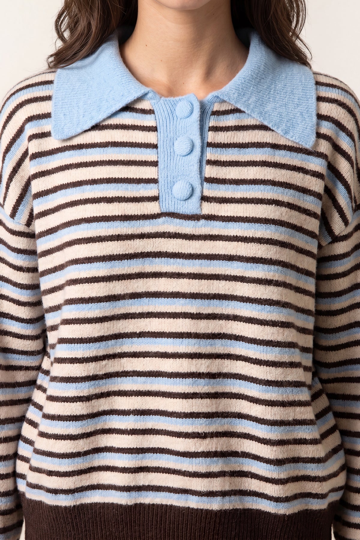 Stripe Knit Polo Jumper