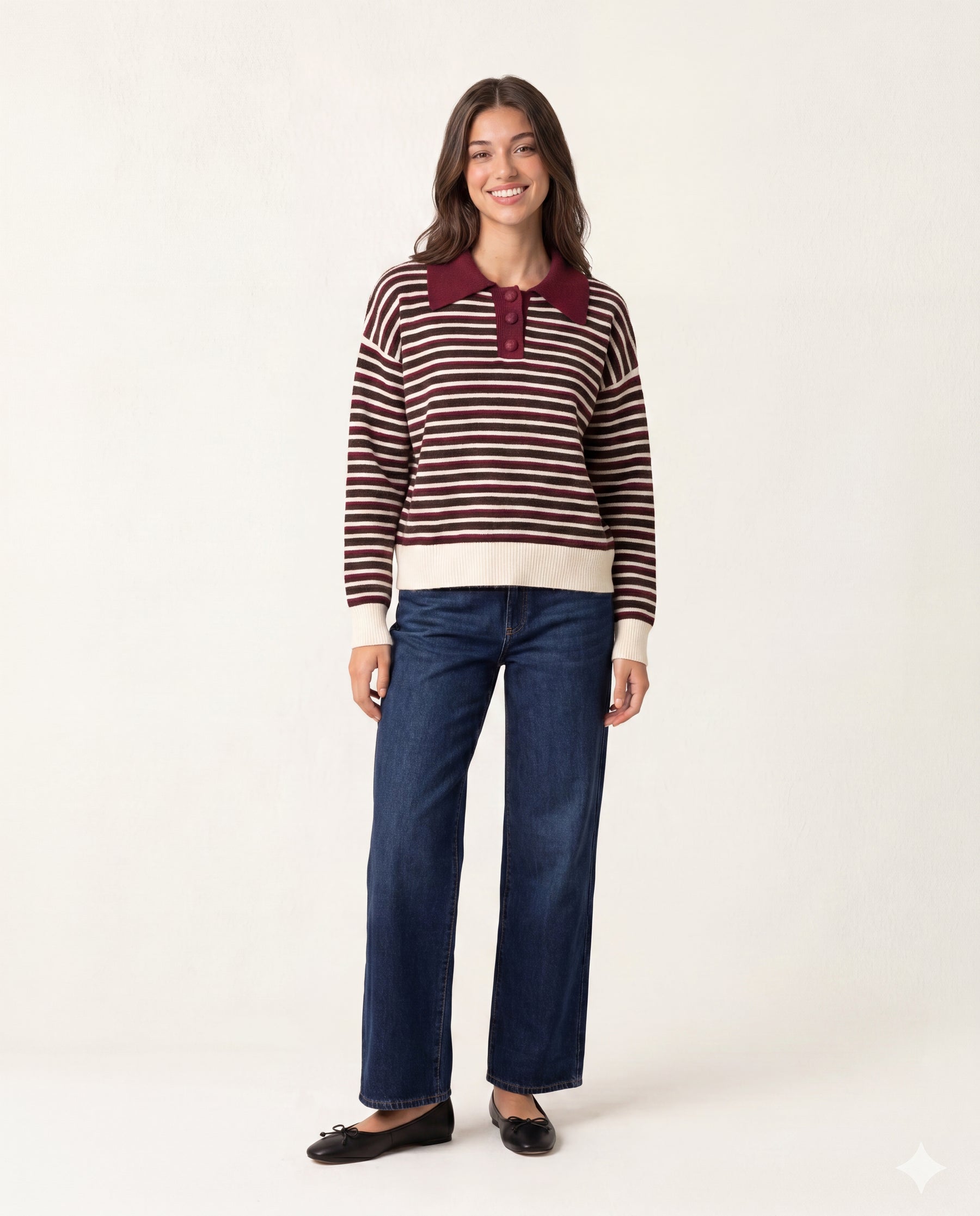 Stripe Knit Polo Jumper