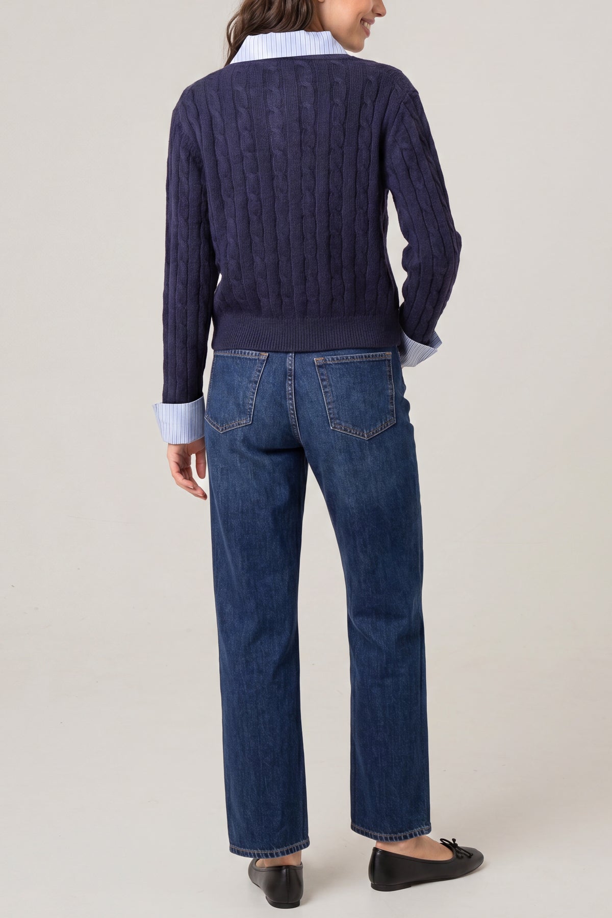Cable Knit Cardigan With Collar