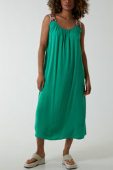 Crochet Sleeve Scoop Neck Midi Dress