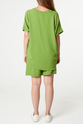 V-Neck Top and Shorts Co-Ord Set
