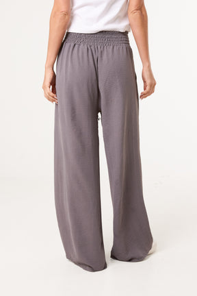Elasticated Waist Pockets Wide Leg Trousers