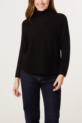Ribbed Highneck Plain Jumper