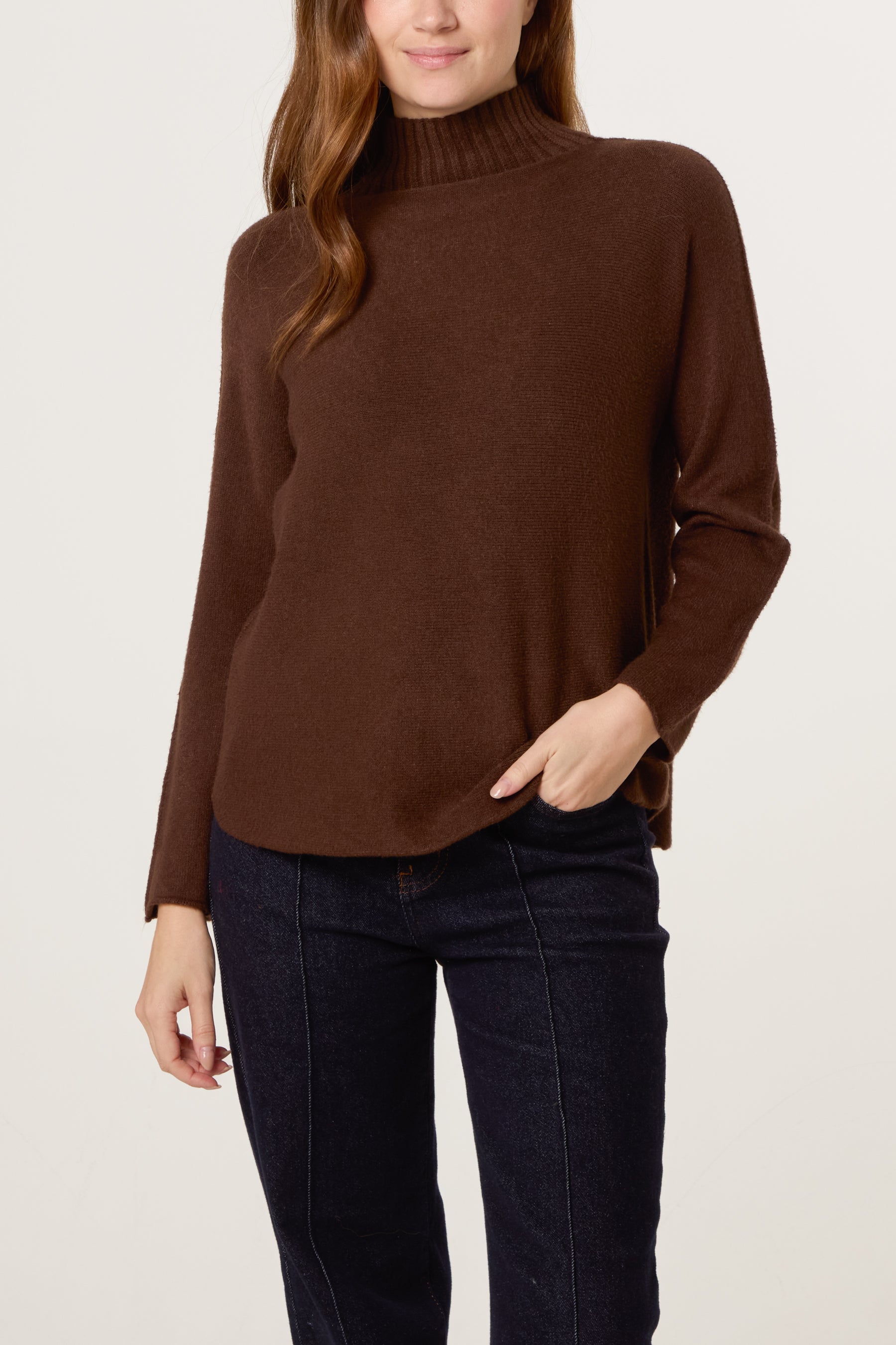 Ribbed Highneck Plain Jumper