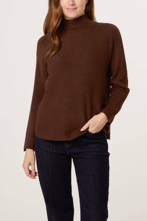 Ribbed Highneck Plain Jumper