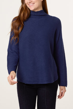 Ribbed Highneck Plain Jumper