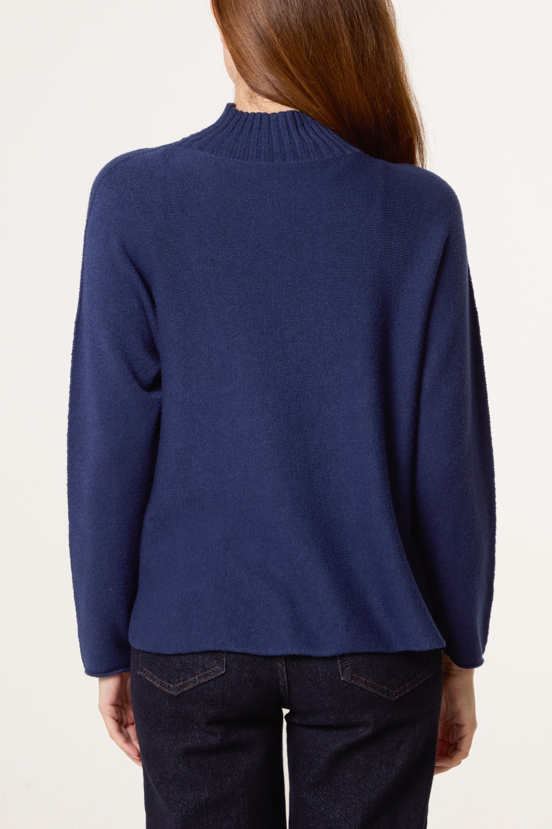 Ribbed Highneck Plain Jumper