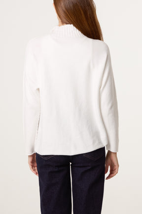 Ribbed Highneck Plain Jumper