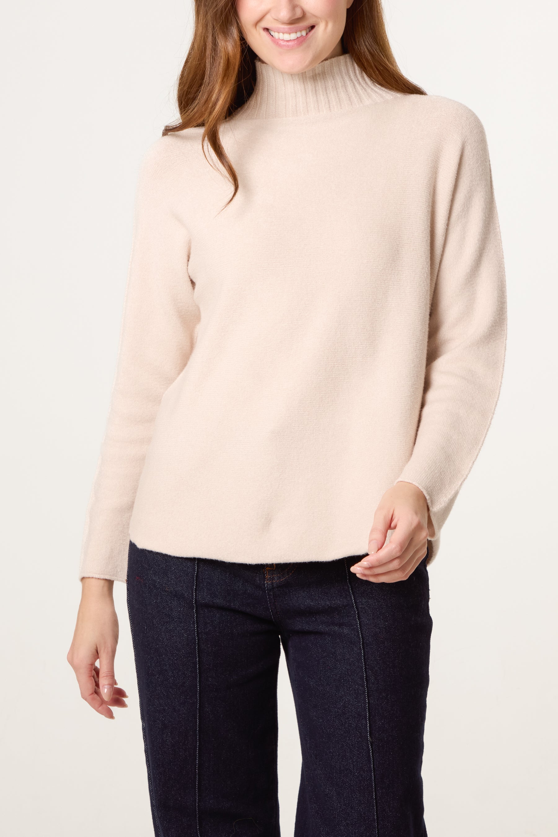 Ribbed Highneck Plain Jumper