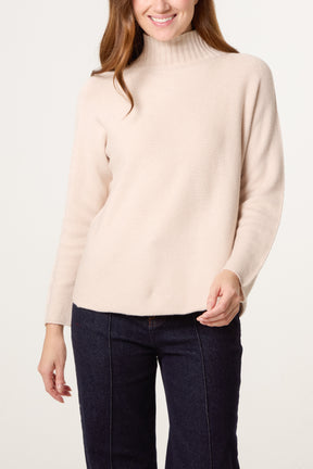 Ribbed Highneck Plain Jumper