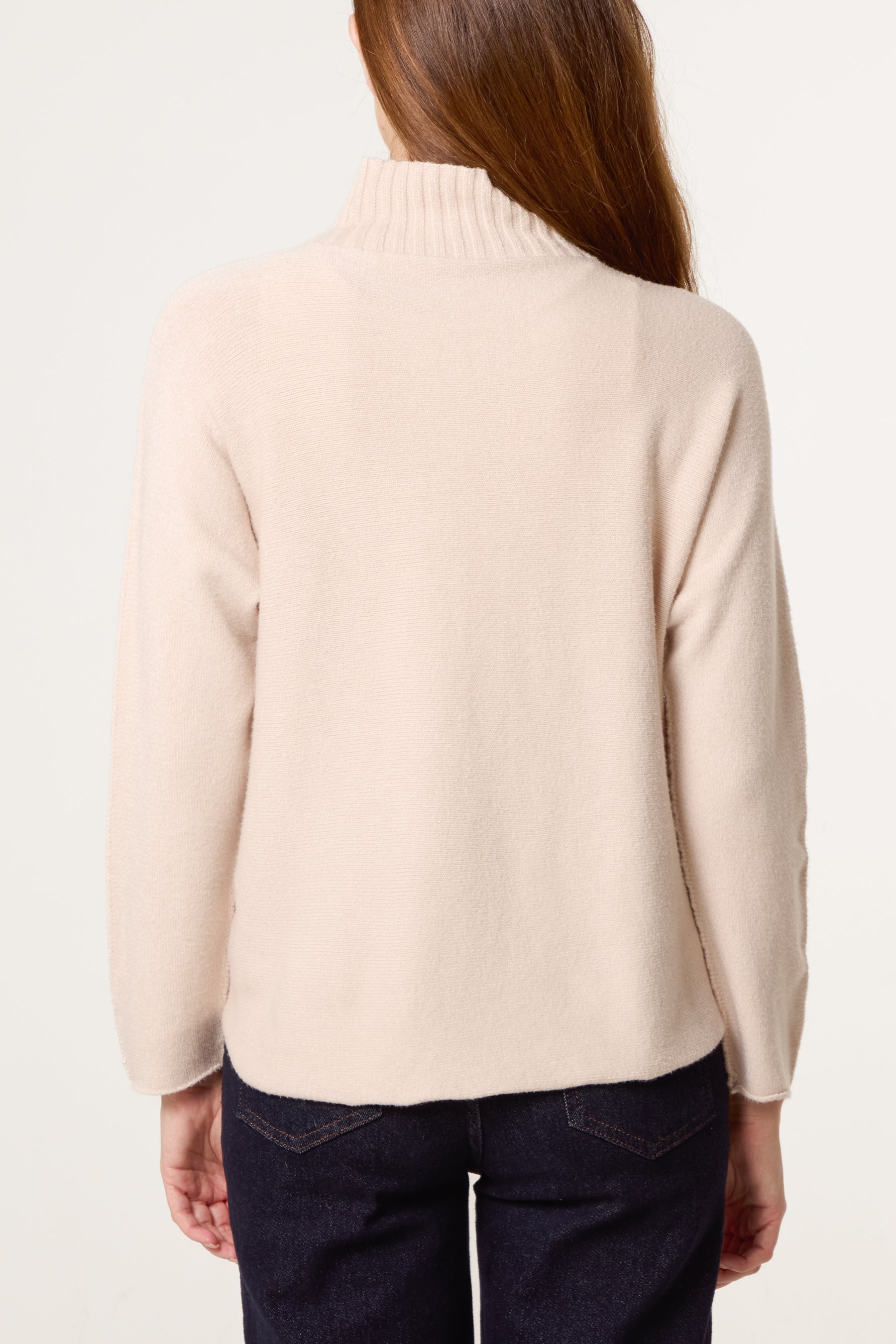 Ribbed Highneck Plain Jumper