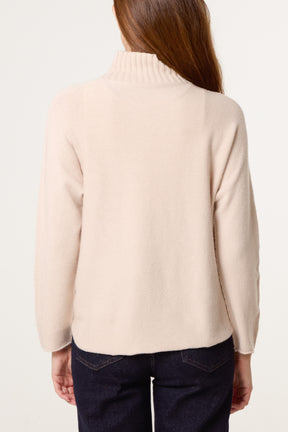 Ribbed Highneck Plain Jumper