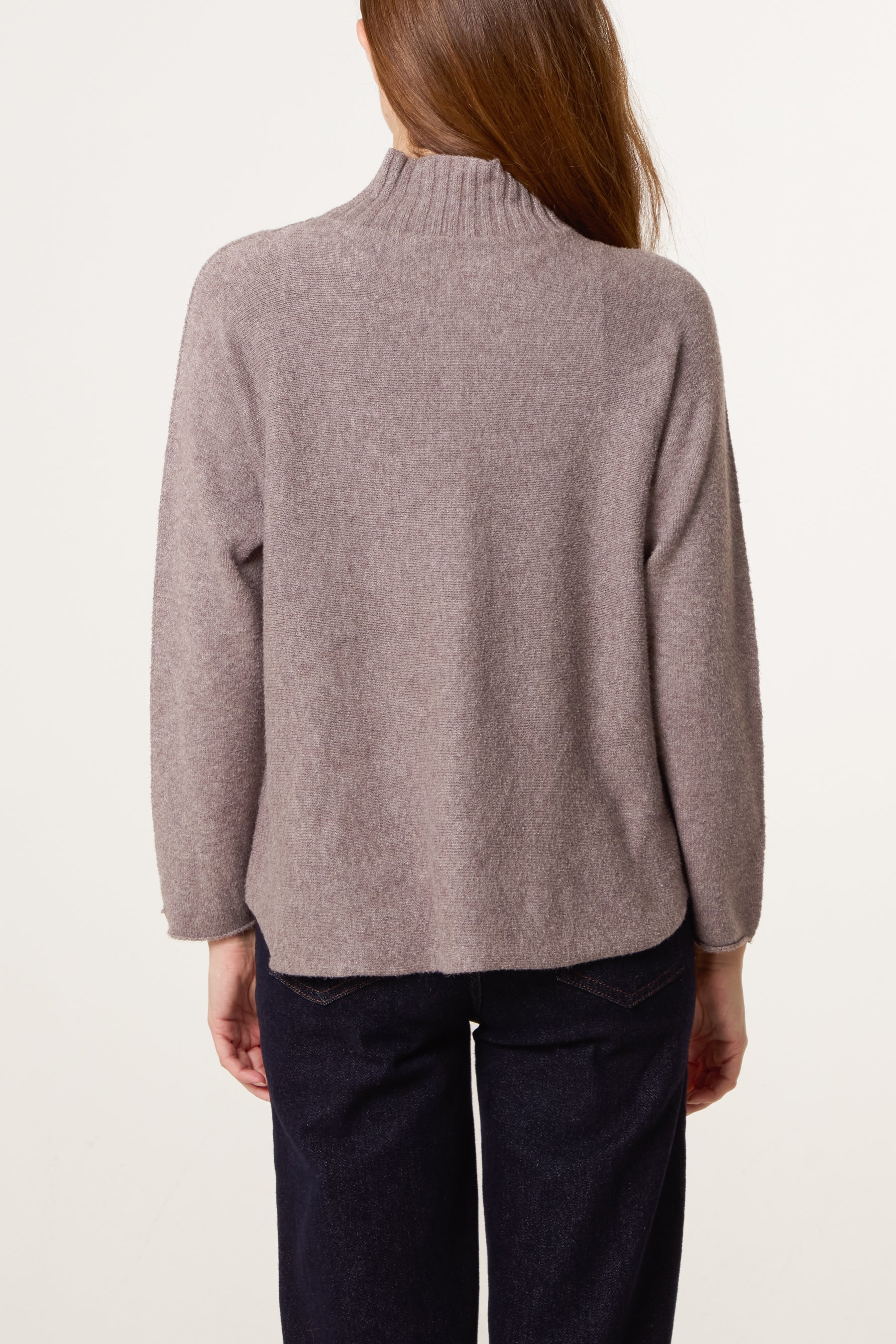 Ribbed Highneck Plain Jumper
