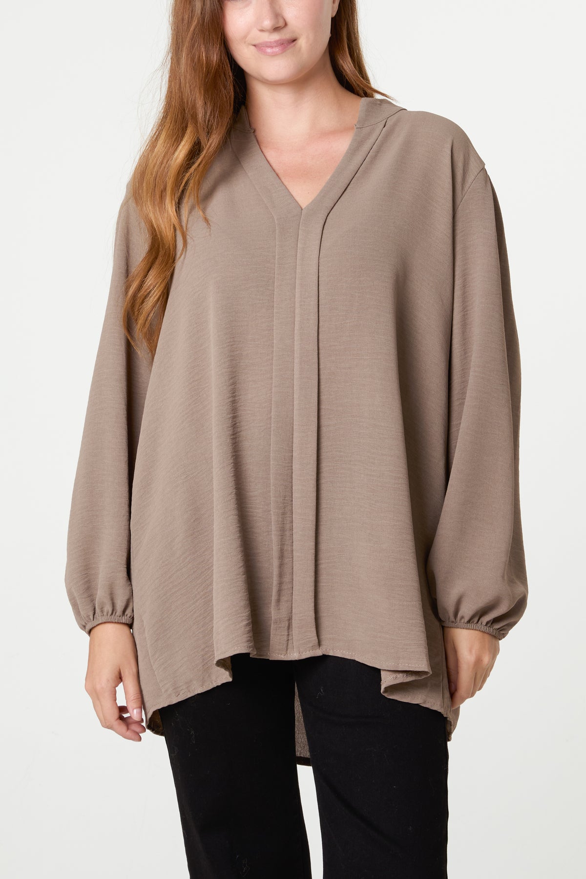 Grandad Collar Long Sleeve Blouse