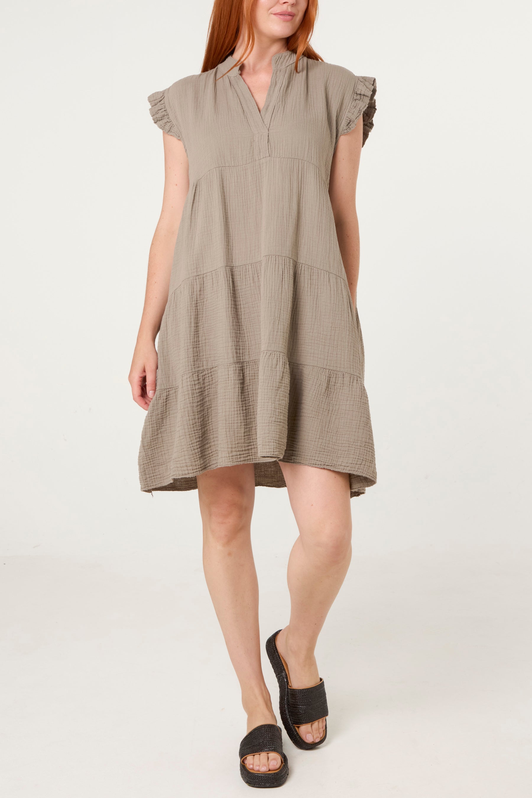 Cotton Frill Sleeve Mini Dress