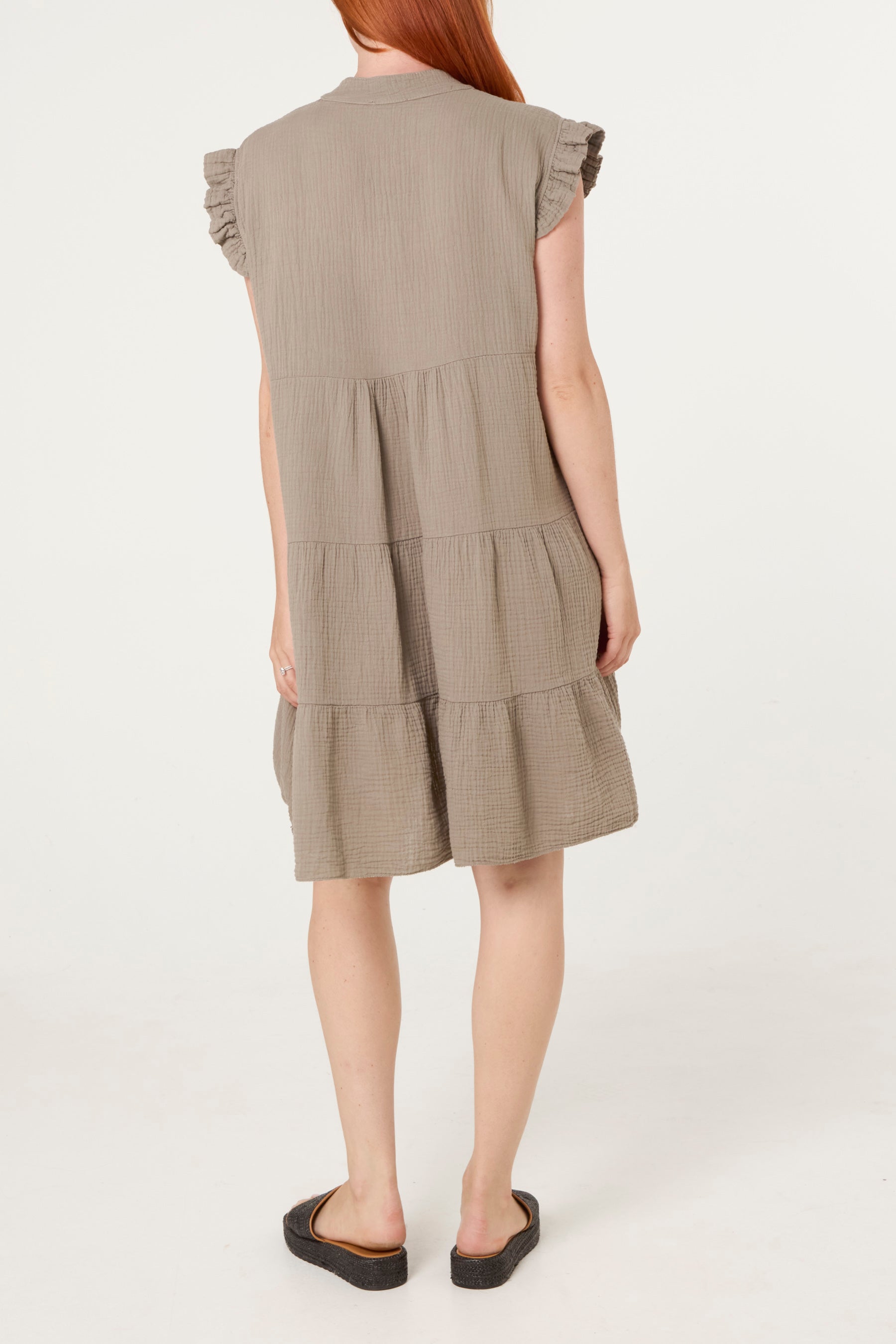 Cotton Frill Sleeve Mini Dress