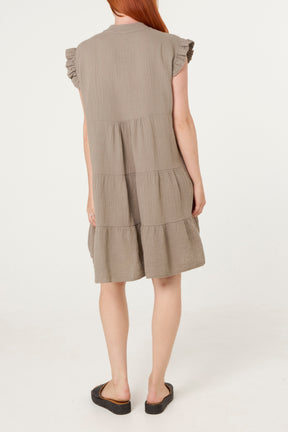Cotton Frill Sleeve Mini Dress