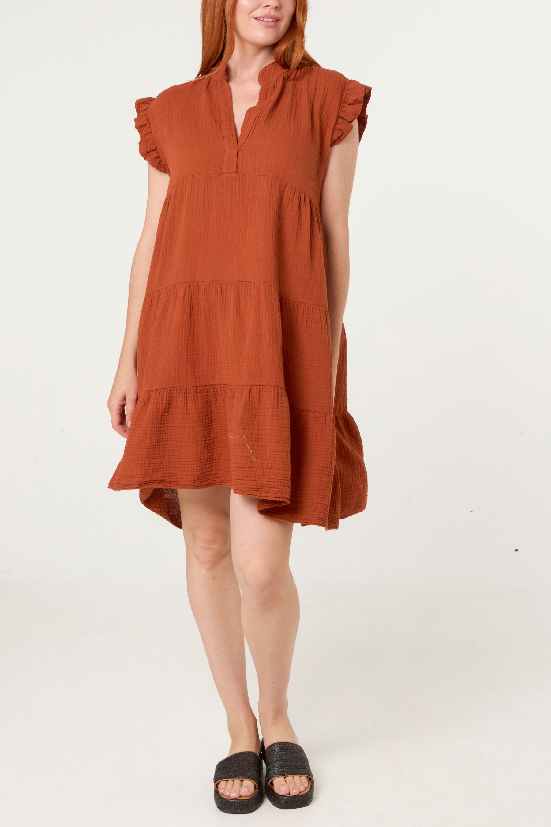 Cotton Frill Sleeve Mini Dress