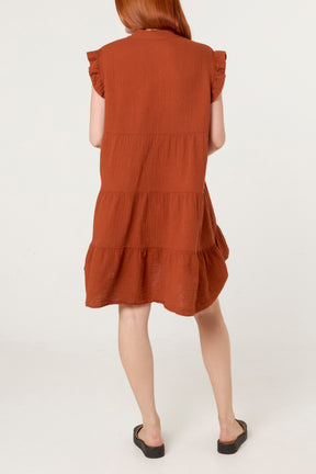 Cotton Frill Sleeve Mini Dress