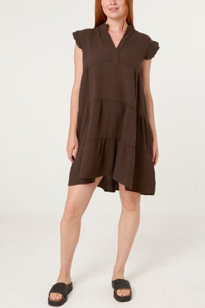 Cotton Frill Sleeve Mini Dress