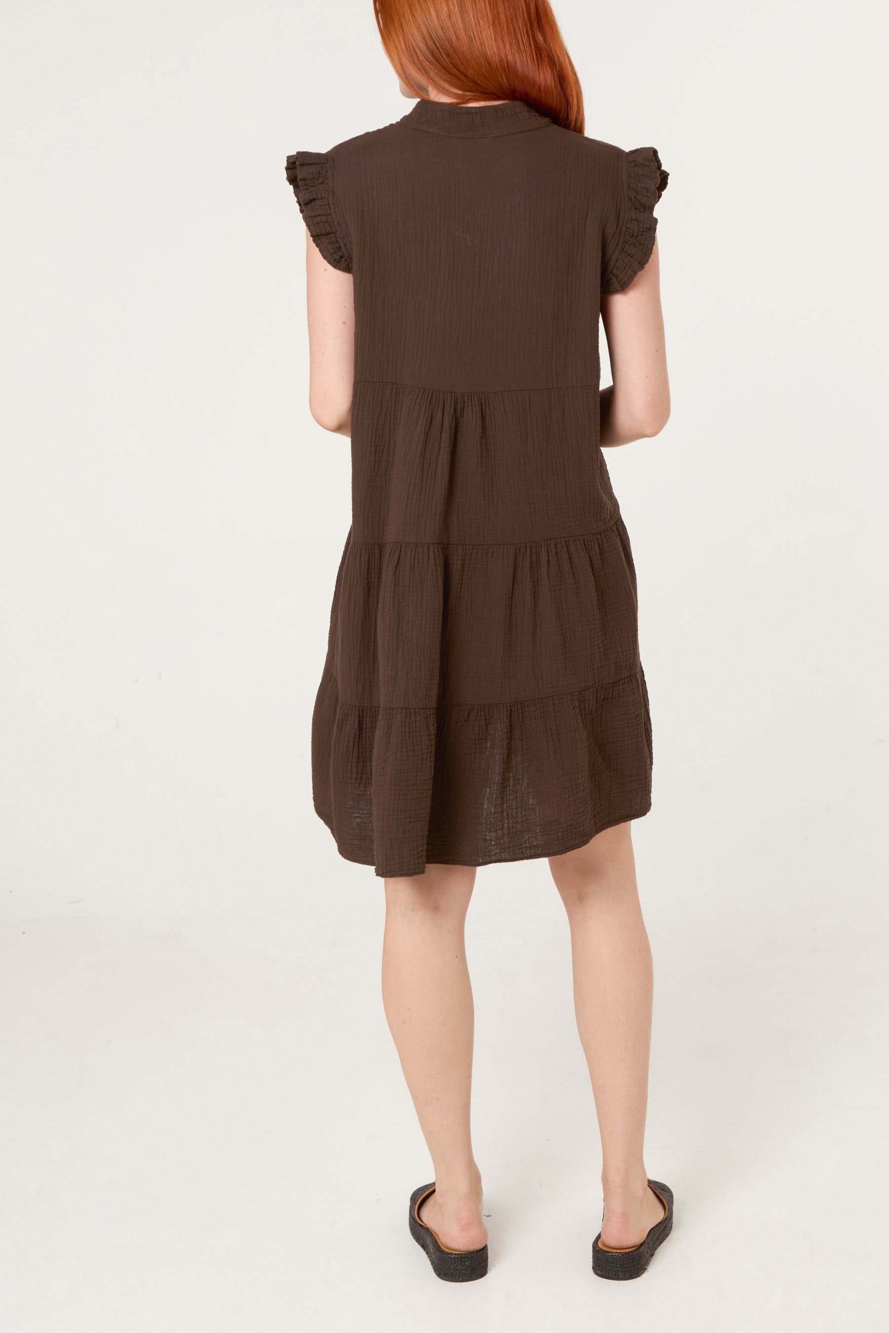 Cotton Frill Sleeve Mini Dress