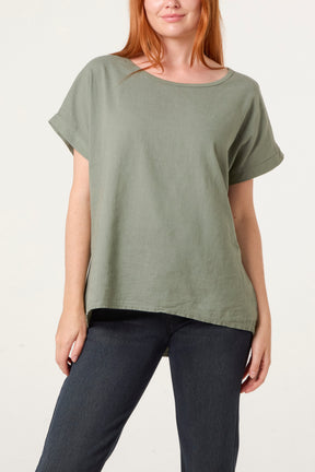 Linen Blend Short Sleeve Top