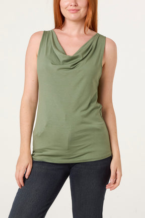 Sleeveless Cowl Neck Viscose Jersey Top
