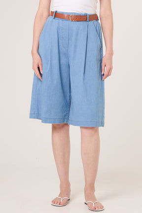Belted Cotton Bermuda With Pockets