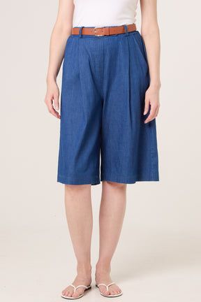 Belted Cotton Bermuda With Pockets