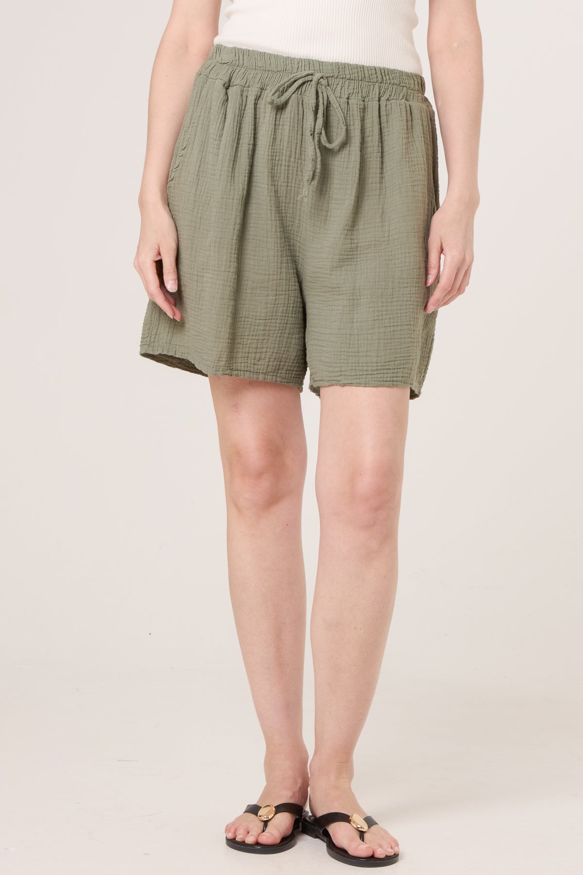 Pure Cotton Tie Front Shorts