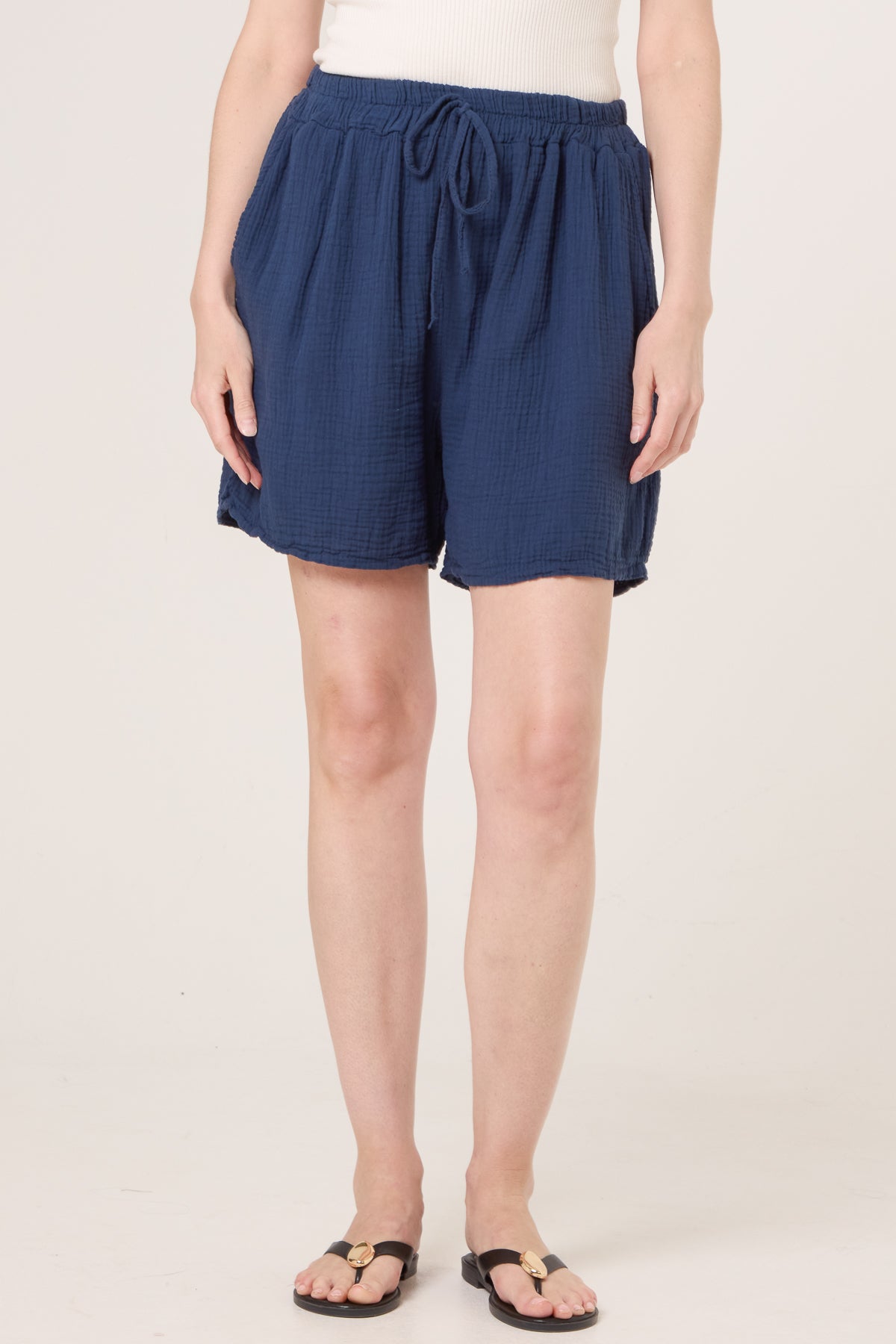 Pure Cotton Tie Front Shorts